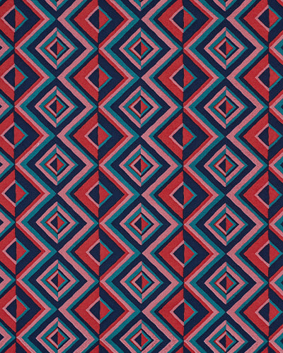 Kaleidoscope Diamond - Cleo Button Down - Navy/Red - Printfresh