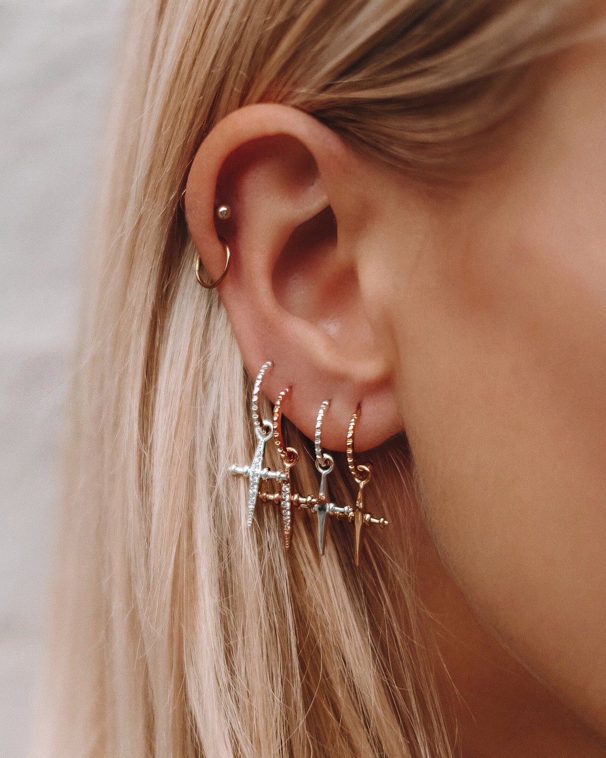 Mini Cross Hoops | Rose Gold