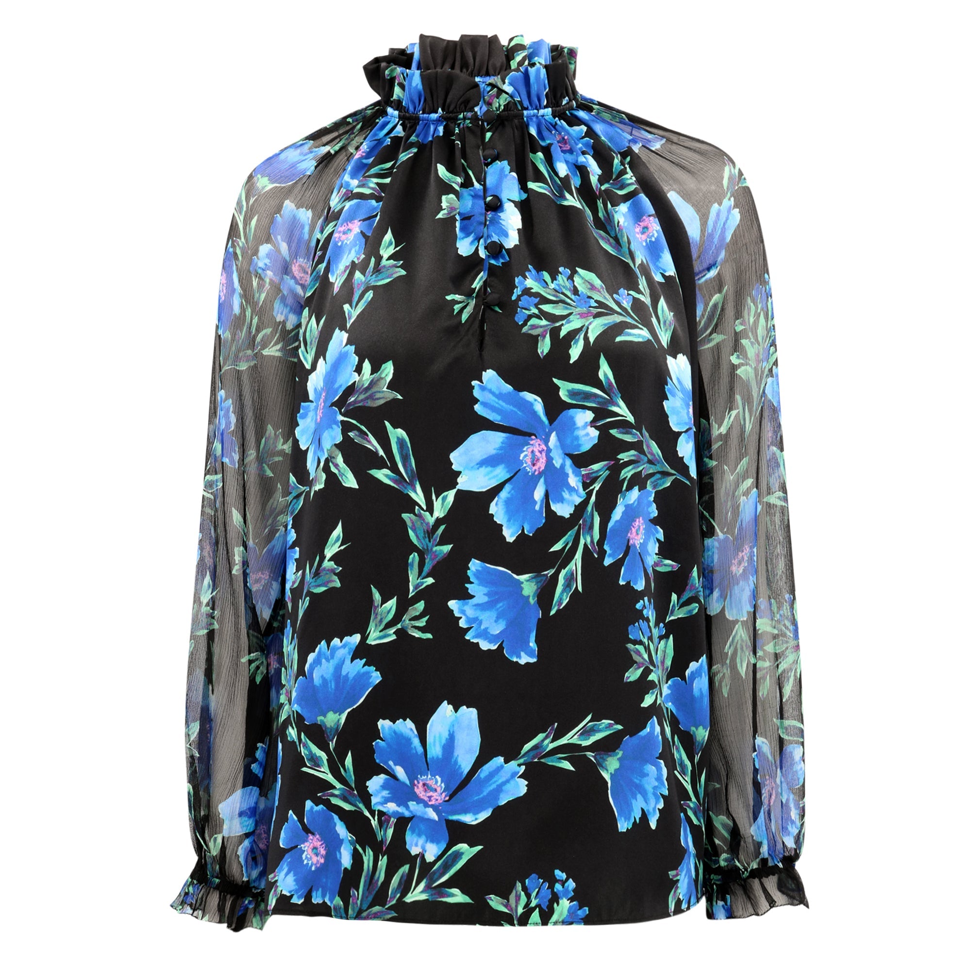 Karla Blouse | Sapphire Poinsettia