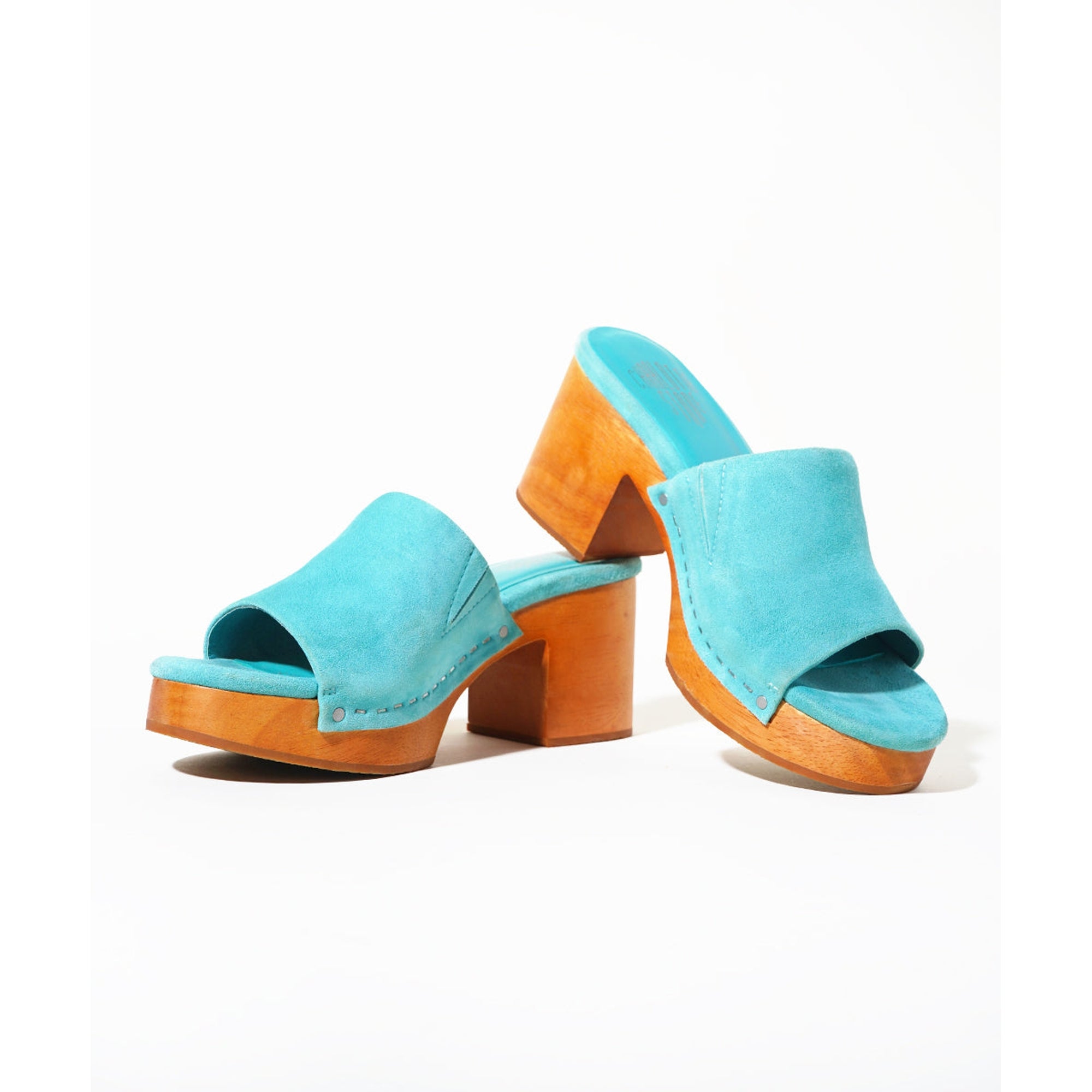 Kayla Low Heel Open Toe Clog | Aqua