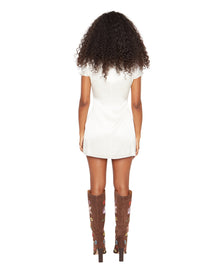 Keyhole Tie Babydoll Dress | White