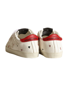 Kids | Baby Old School with White Nappa Star & Red Heel Tab | White x Red