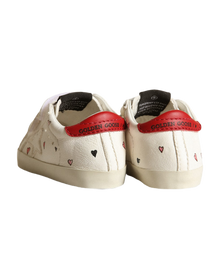Kids | Baby Old School with White Nappa Star & Red Heel Tab | White x Red