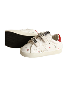 Kids | Baby Old School with White Nappa Star & Red Heel Tab | White x Red