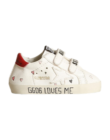 Kids | Baby Old School with White Nappa Star & Red Heel Tab | White x Red