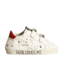 Kids | Baby Old School with White Nappa Star & Red Heel Tab | White x Red