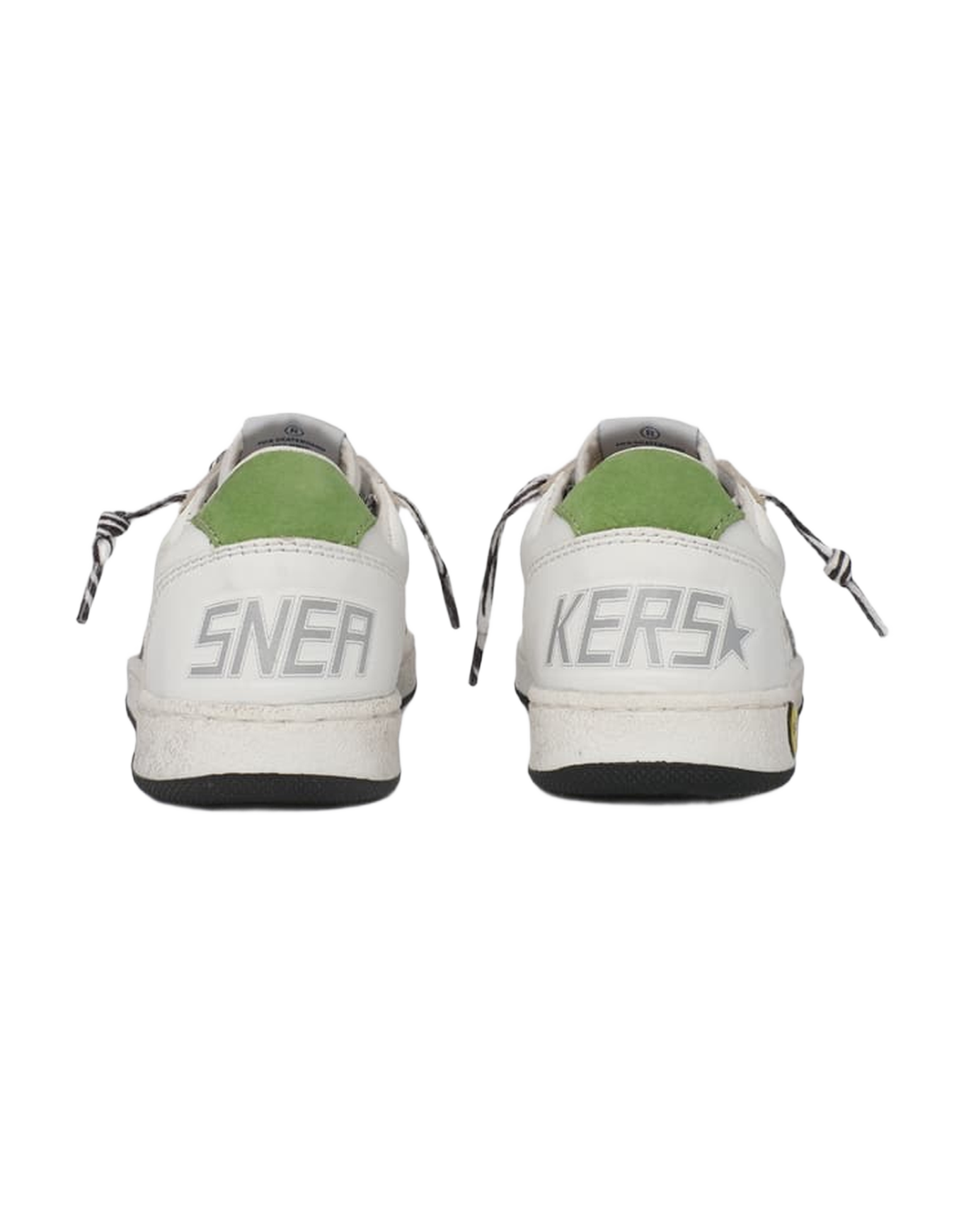Kids | Ballstar Leather Upper Glitter Star Nylon Tongue | White x Silver x Green