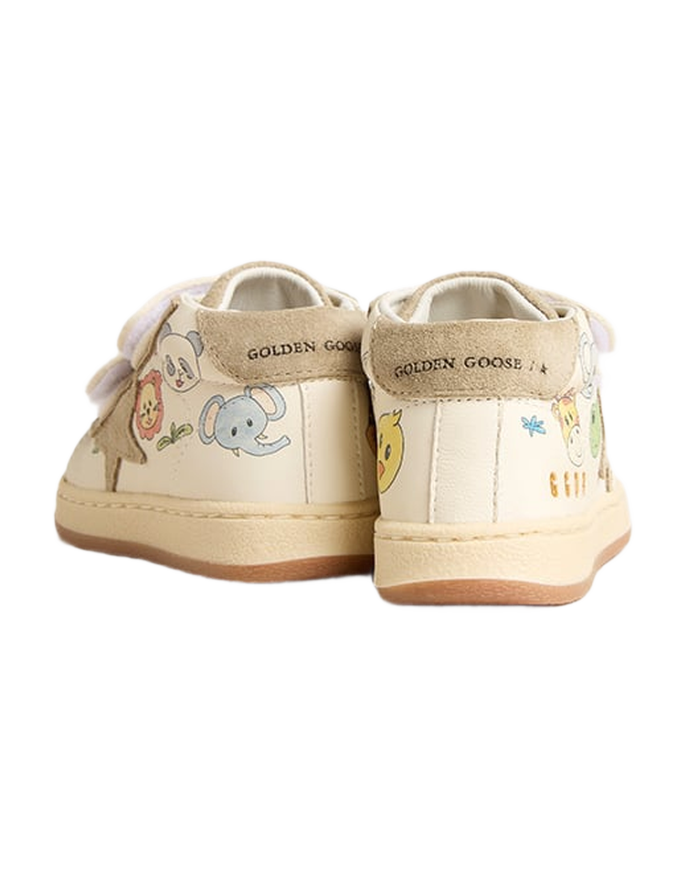 Kids | Juniorjune White Nappa with Beige Suede Star & Heel Tab | White x Ice x Multicolor