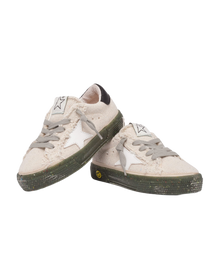 Kids | May Sneakers Junior with Military Green Base & White Star & Black Heel Tab | Off White x Black