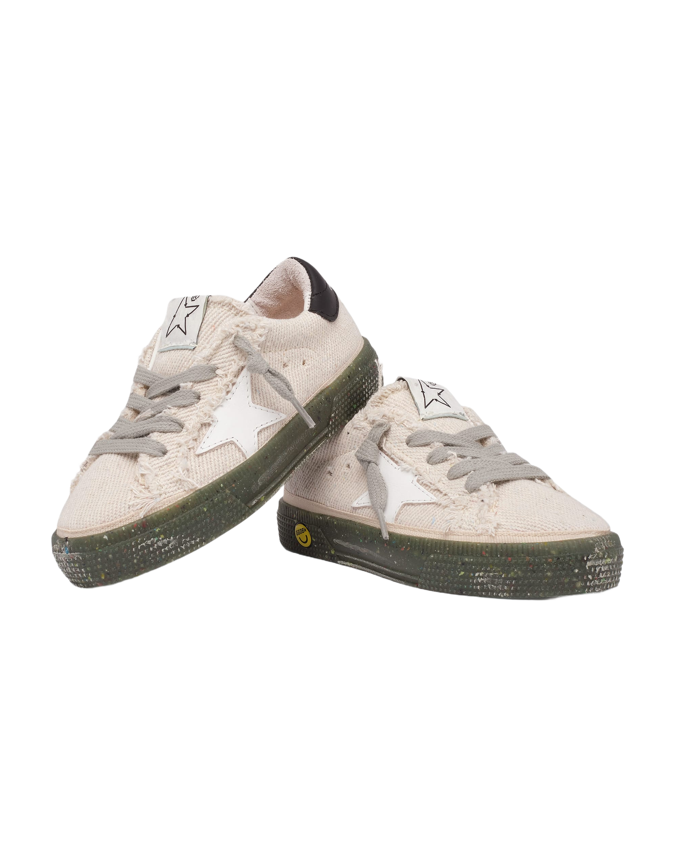 Kids | May Sneakers Junior with Military Green Base & White Star & Black Heel Tab | Off White x Black