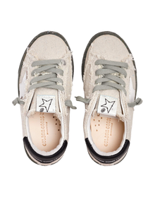 Kids | May Sneakers Junior with Military Green Base & White Star & Black Heel Tab | Off White x Black