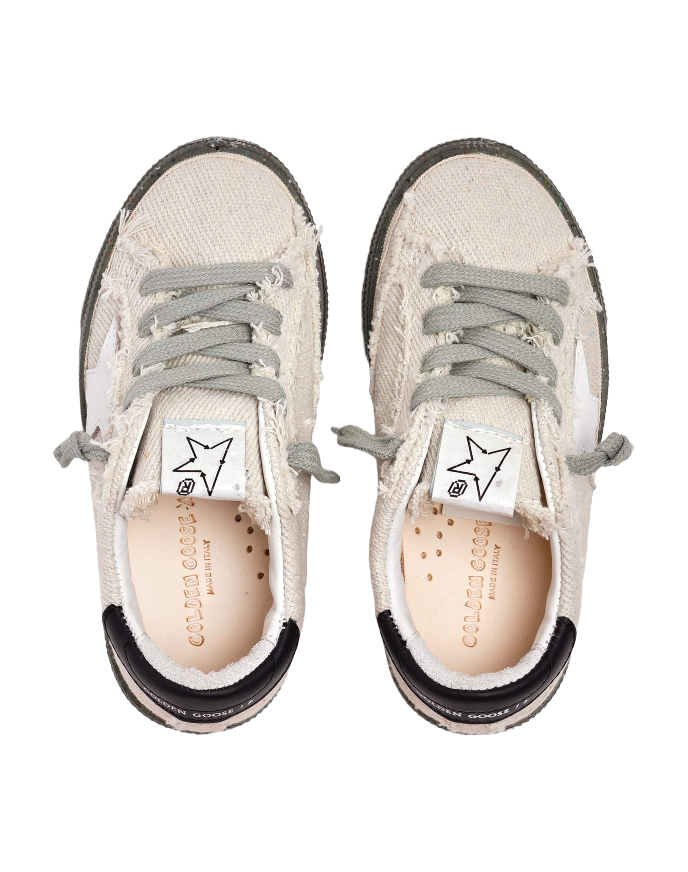 Kids | May Sneakers Junior with Military Green Base & White Star & Black Heel Tab | Off White x Black