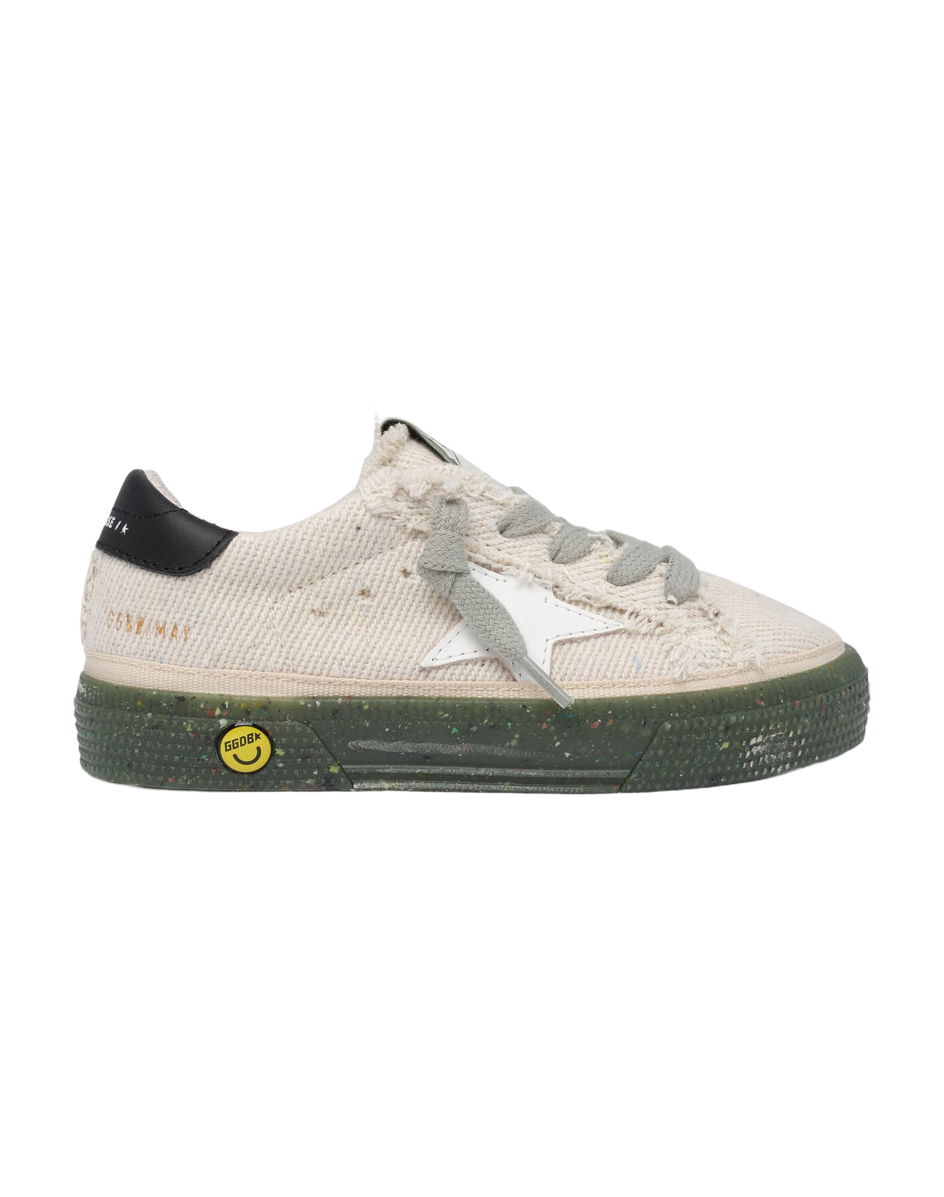 Kids | May Sneakers Junior with Military Green Base & White Star & Black Heel Tab | Off White x Black