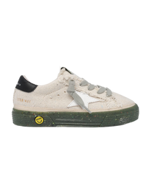 Kids | May Sneakers Junior with Military Green Base & White Star & Black Heel Tab | Off White x Black