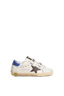 Kids Old School in Leather with Python Star and Heel Tab White x B