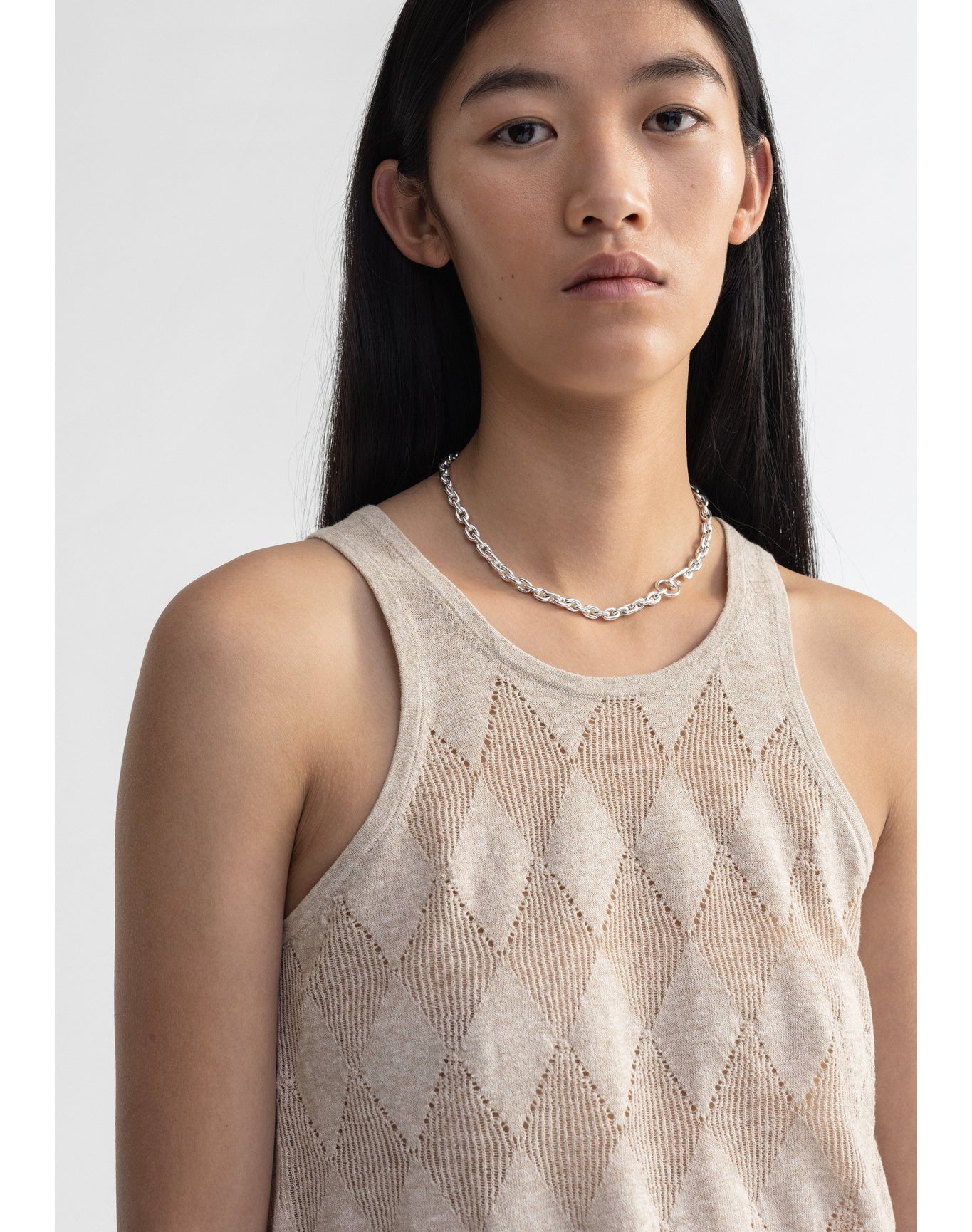 Kismet | Diamond Knit Racer Neck Top | Hay
