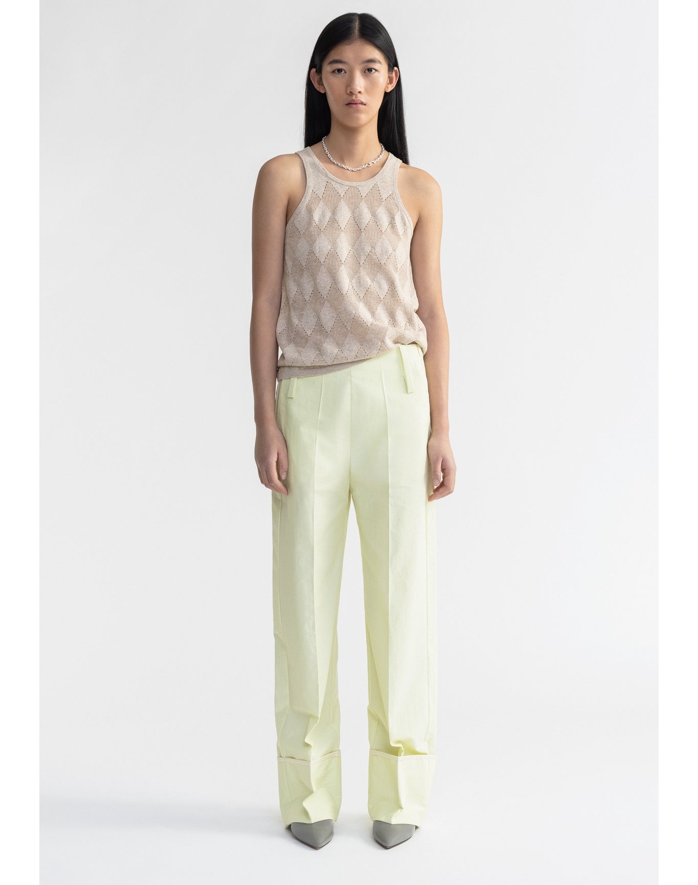 Kismet | Diamond Knit Racer Neck Top | Hay