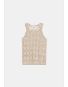 Kismet | Diamond Knit Racer Neck Top | Hay