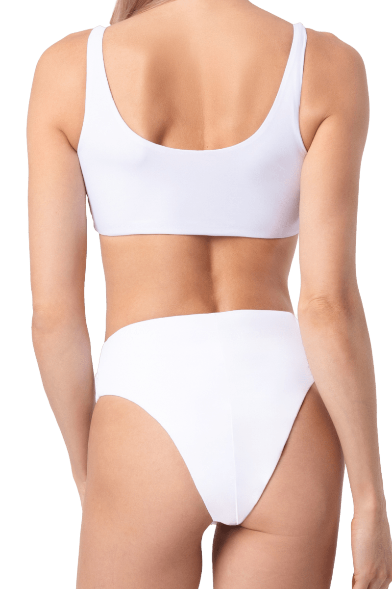 Kiss Hand - Beaded Embellished Bikini Top - White - Self - Adore