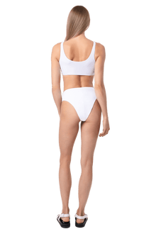 Kiss Hand - Beaded Embellished High - waisted Bikini Bottom - White - Self - Adore