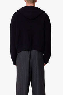 Knit Zip Up Hoodie | Black