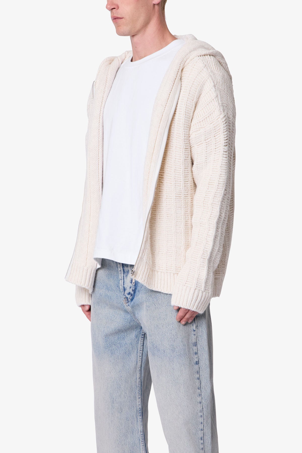 Knit Zip Up Hoodie | Off White
