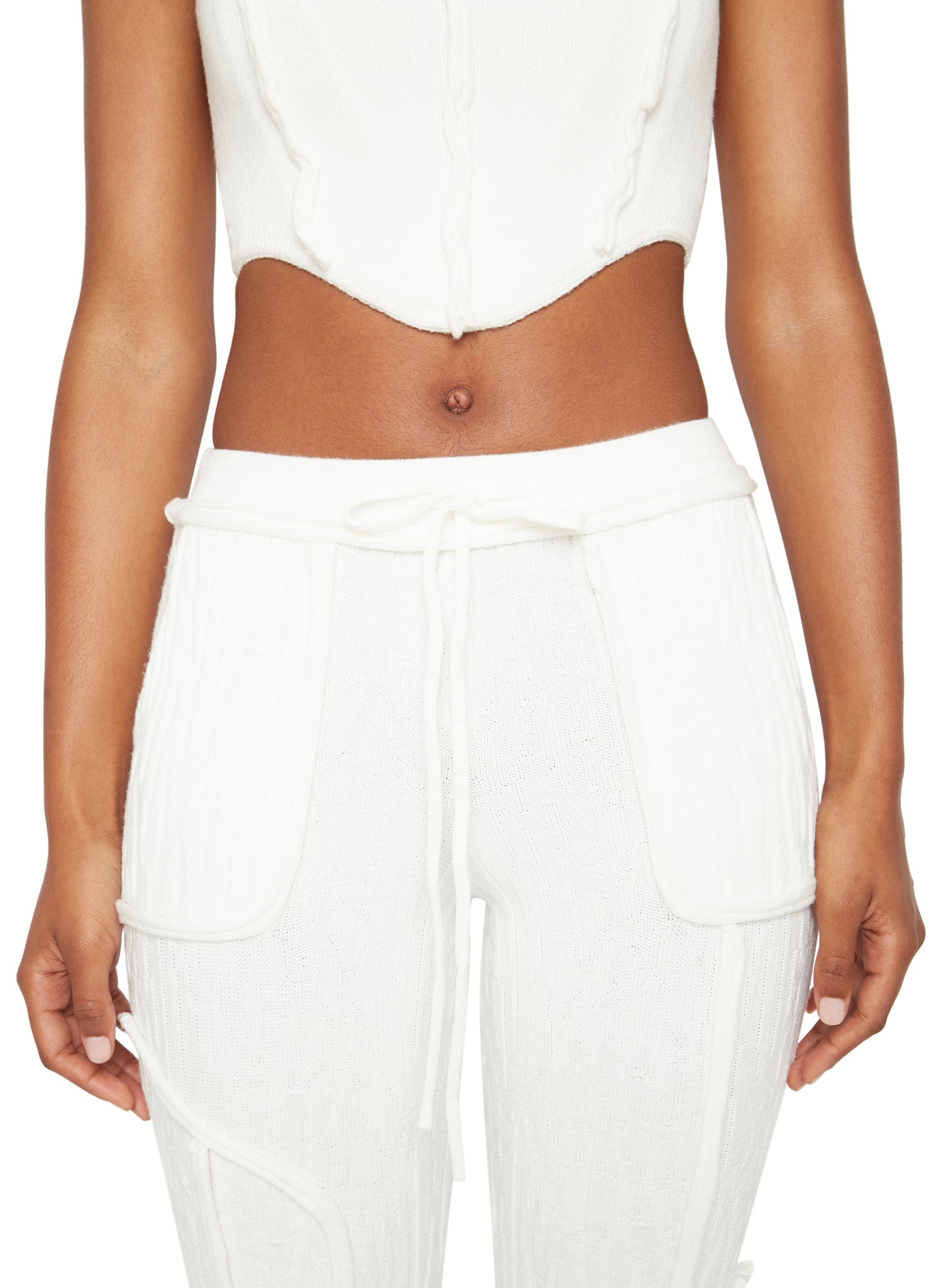 Womens | Knit Seamed Pants | White