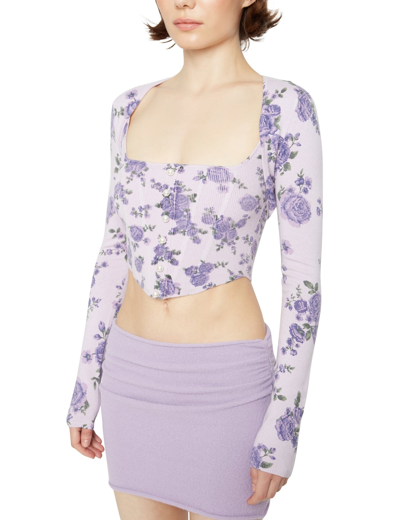 Knit Bolero | Lavender Floral