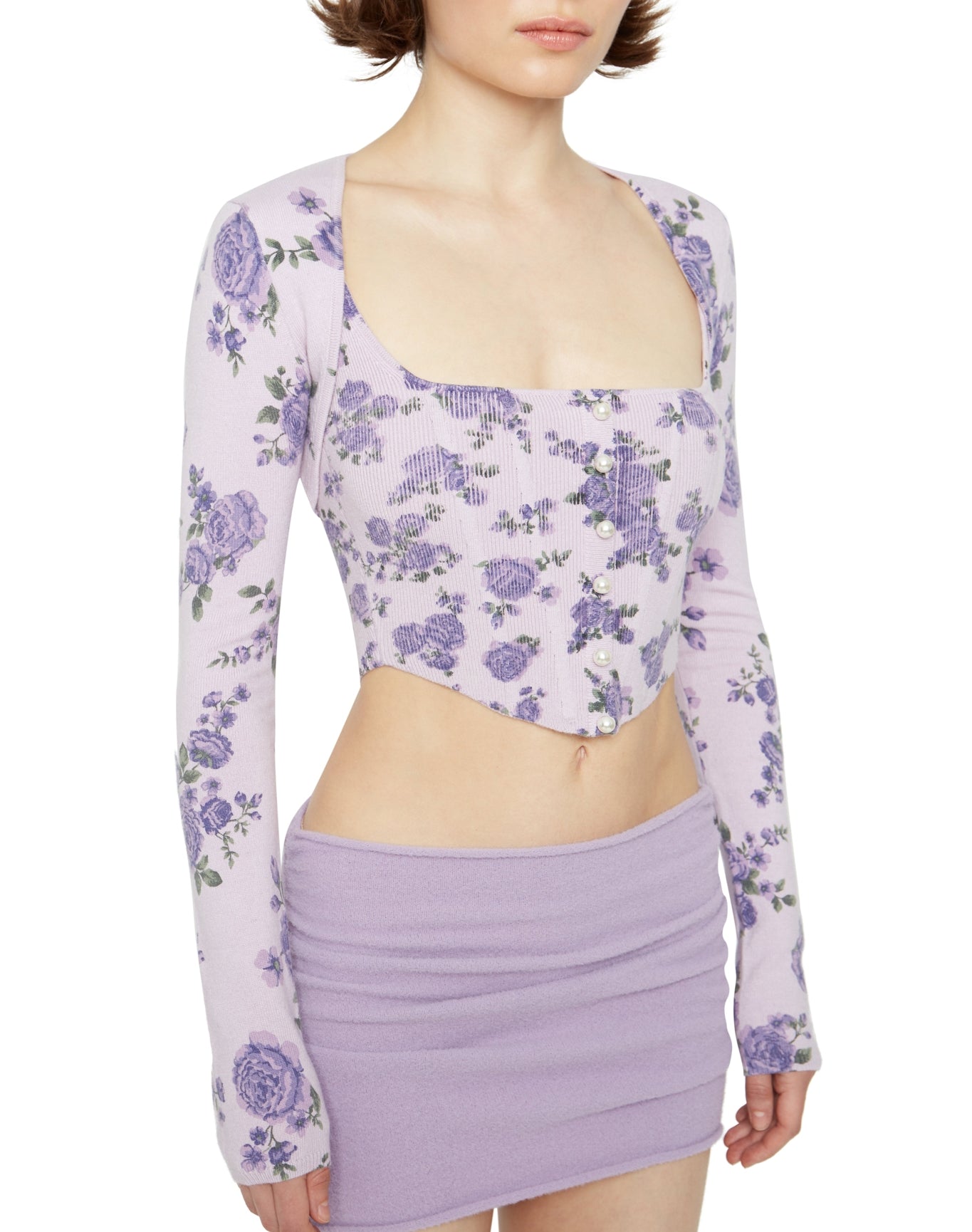 Knit Bolero | Lavender Floral