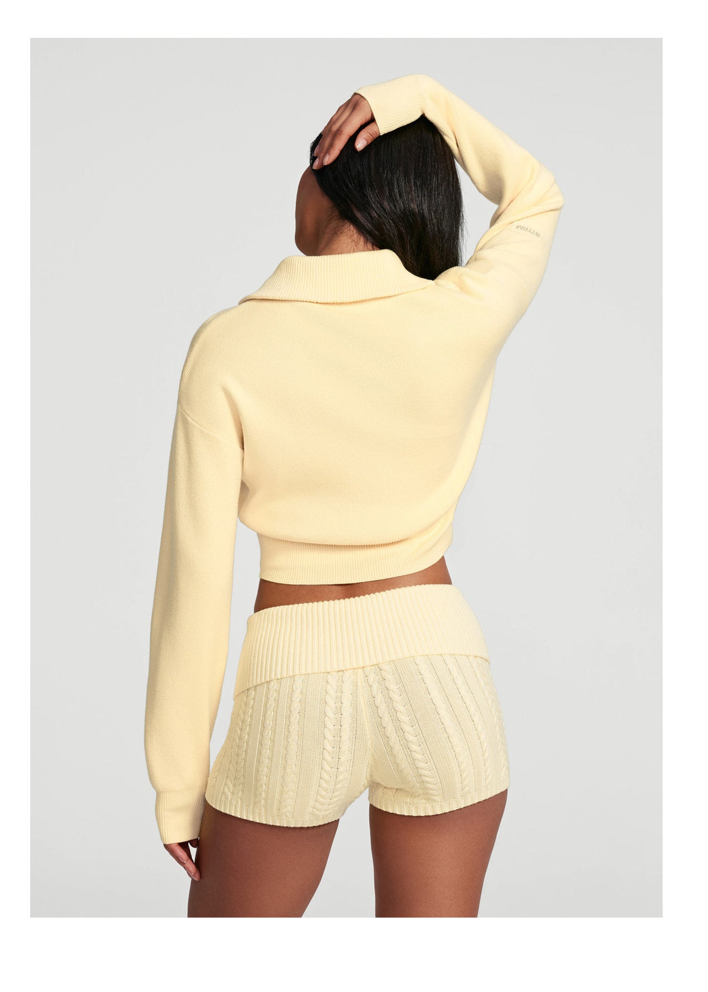 Knit Cropped Zip-Up Jacket | Lemon Meringue