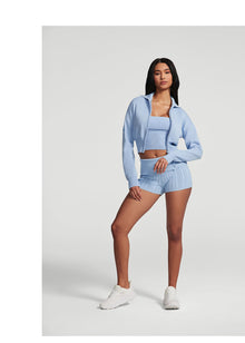 Knit Cropped Zip-Up Jacket | Sky Blue