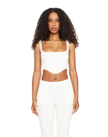 Knit Seamed Corset | White