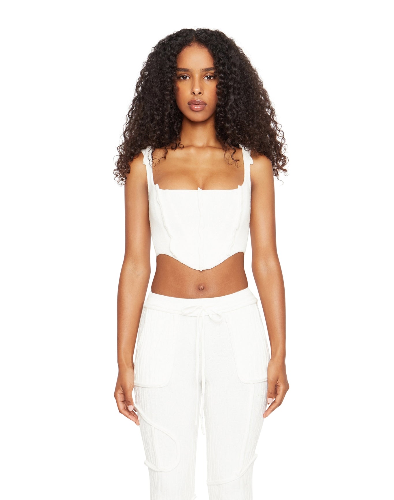 Knit Seamed Corset | White