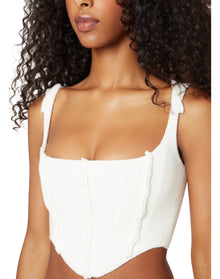 Knit Seamed Corset | White