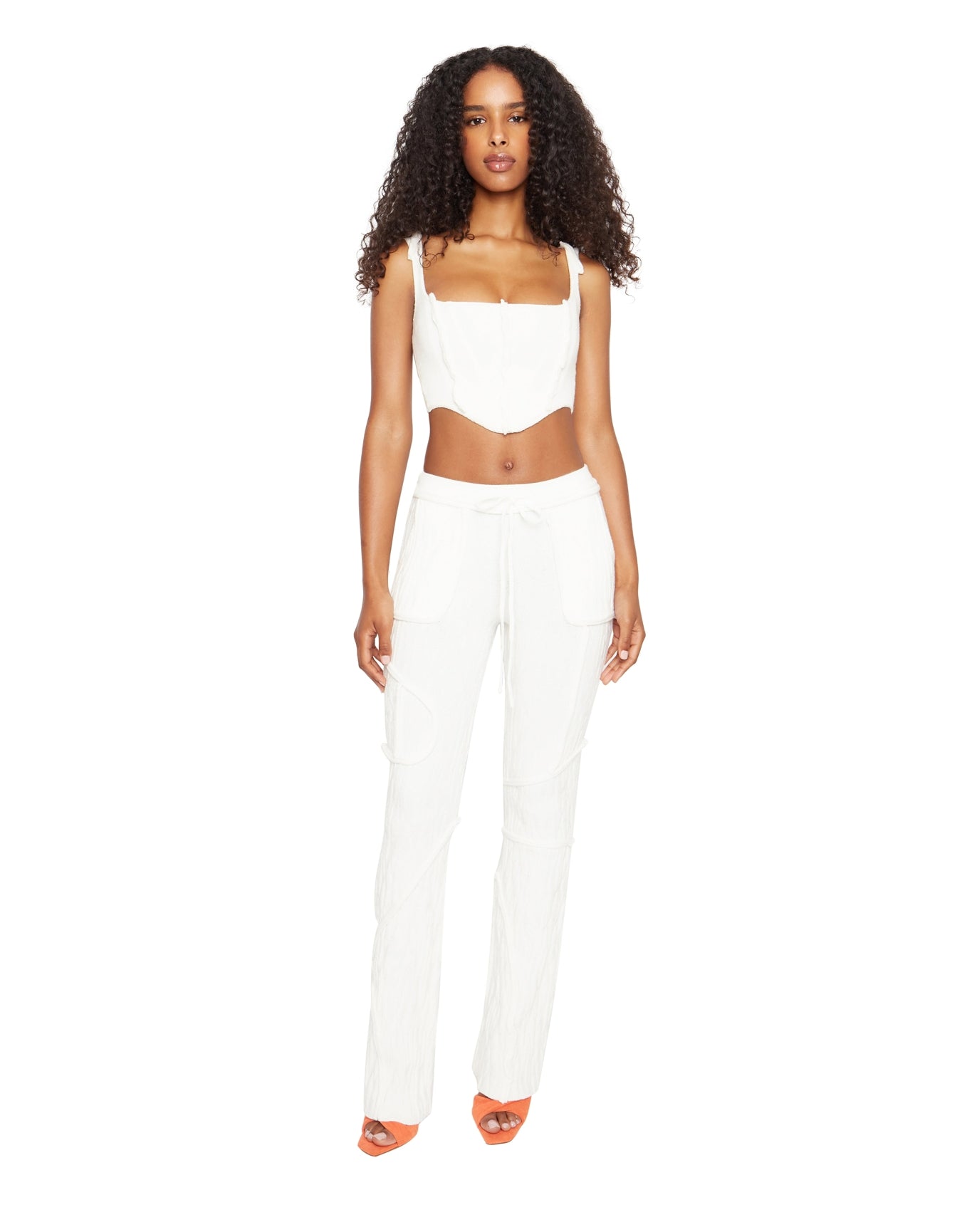 Knit Seamed Pants | White