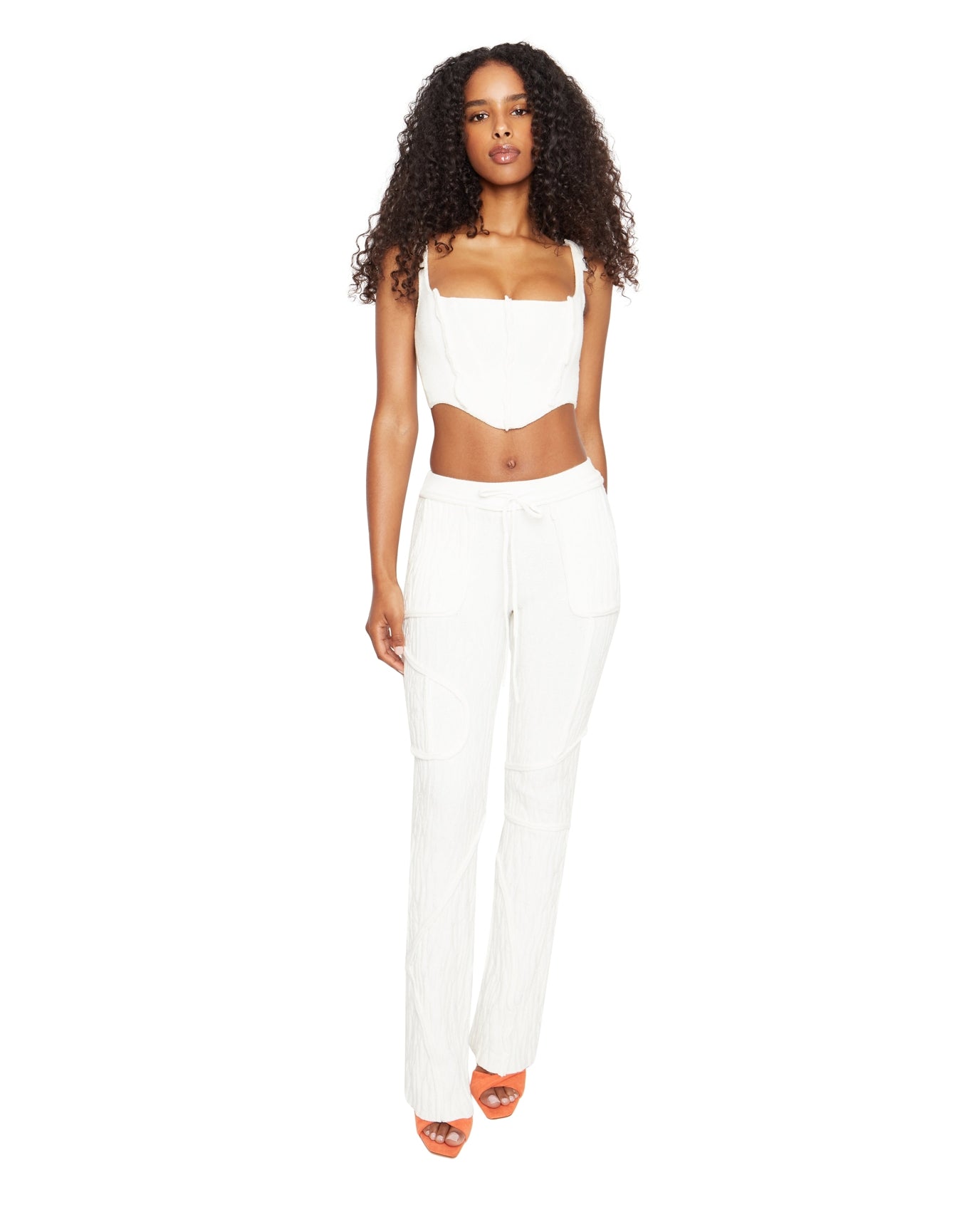 Knit Seamed Pants | White