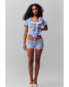 Knit Side Tie Short | Baby Blue