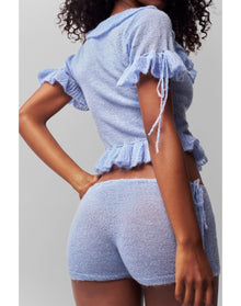 Knit Side Tie Short | Baby Blue