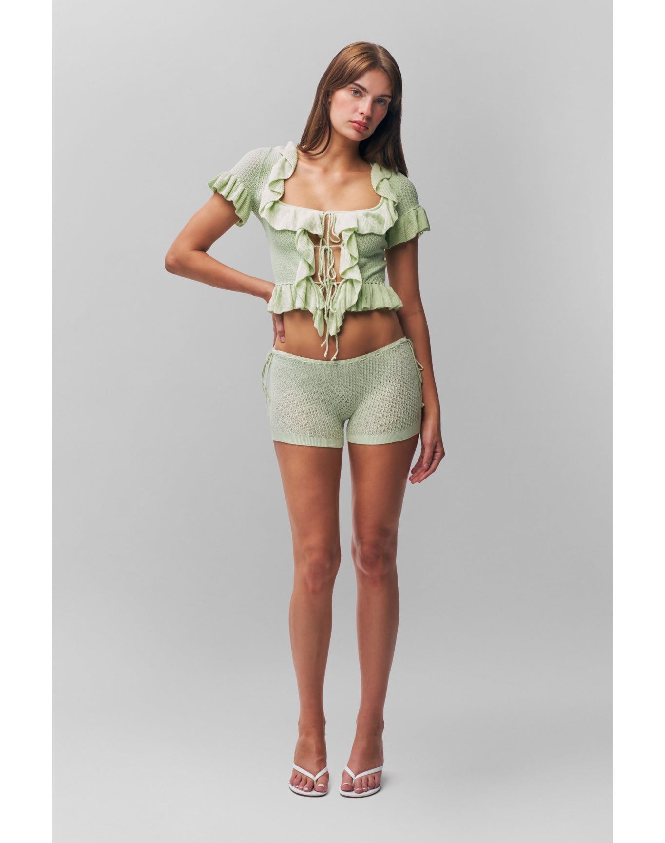 Knit Side Tie Short | Pistachio