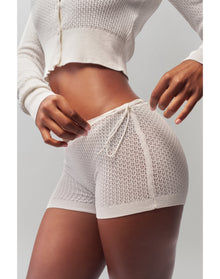 Knit Side Tie Short | White