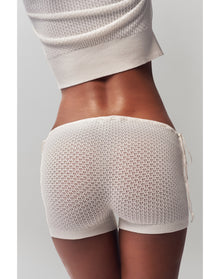 Knit Side Tie Short | White