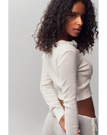 Knit Side Tie Short | White