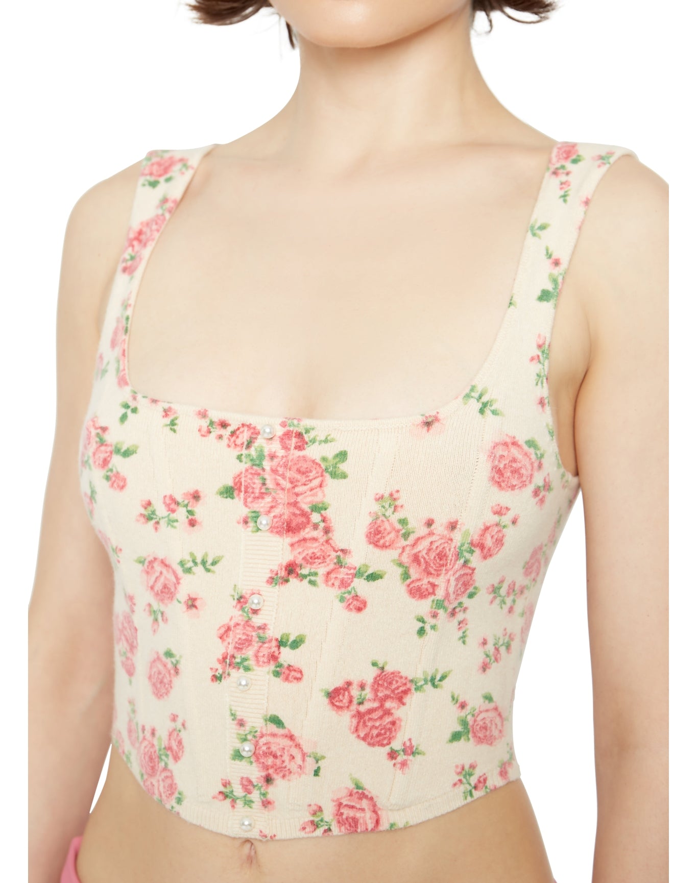 Knitted Corset | Cream Floral