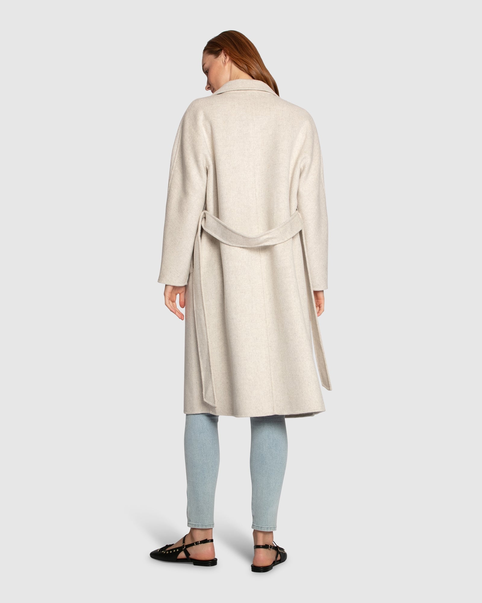 Women | Boss Girl Double-Breasted Lined Wool Coat | Oat Marle