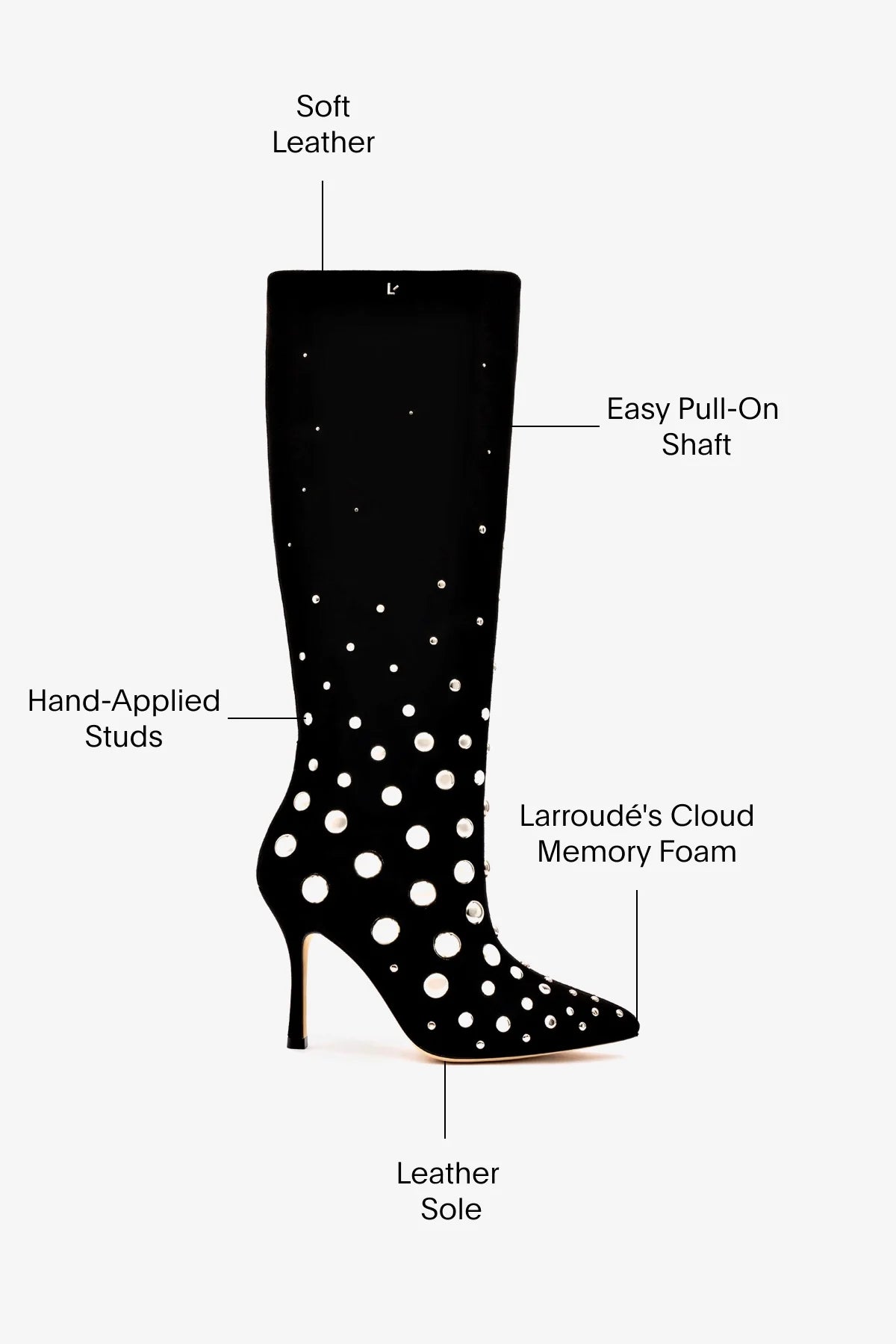 Kate Boot Suede | Black/Studs