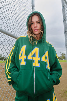 444' Aligned Zip-Up Hoodie | Forest Green