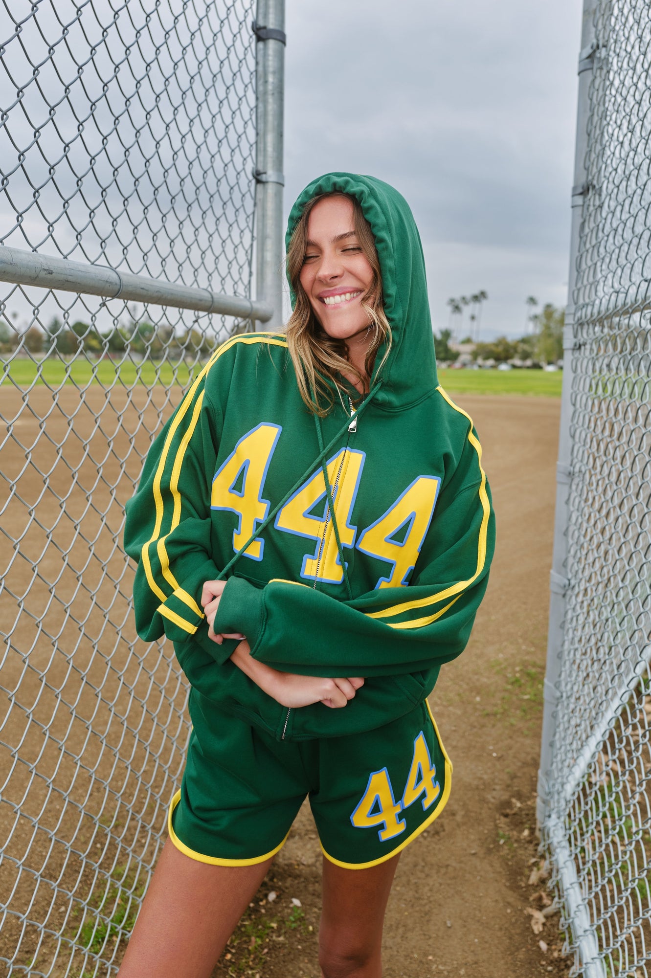 444' Aligned Zip-Up Hoodie | Forest Green