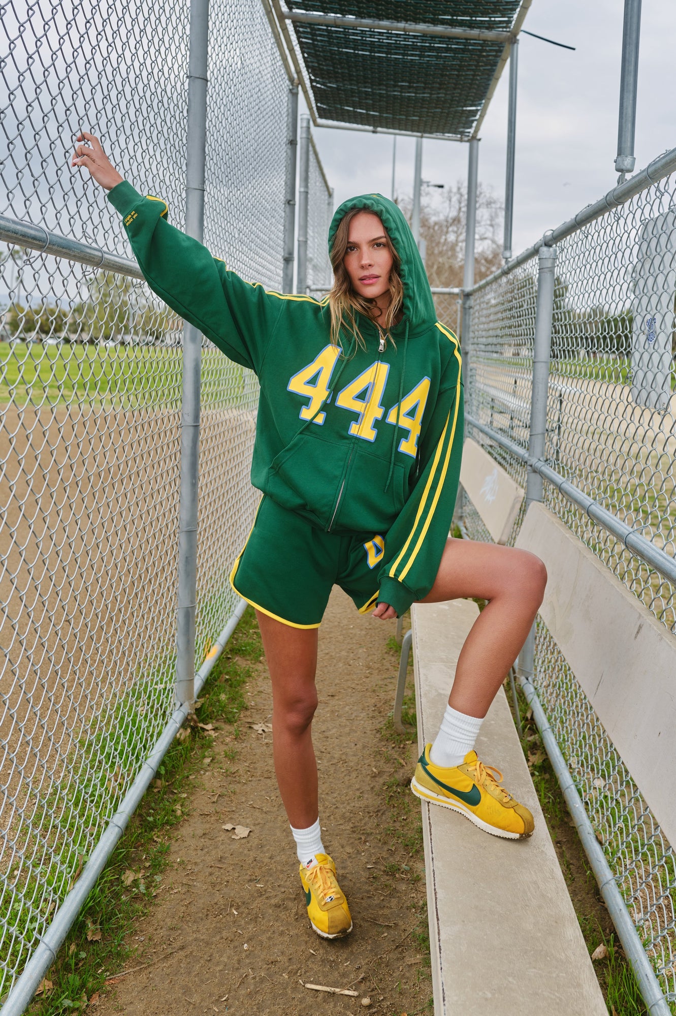 444' Aligned Zip-Up Hoodie | Forest Green