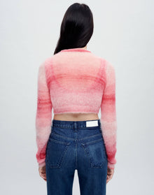 Cropped Crewneck Cardigan | Red Space Dye