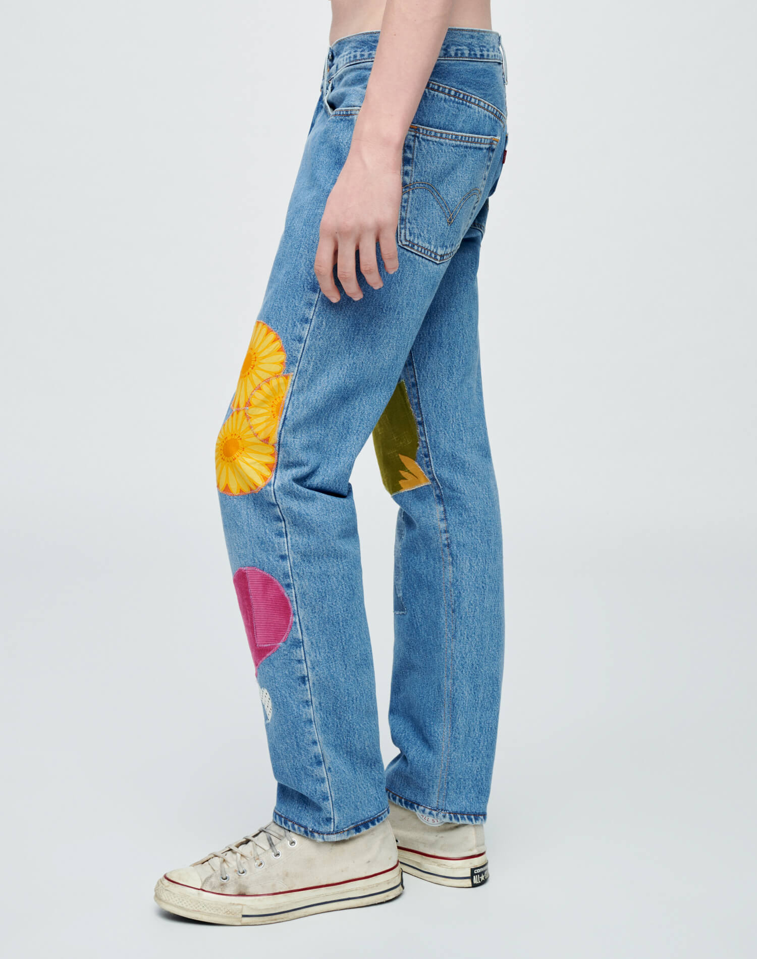 Mens | Upcycled Vintage | Levi's Patched Up 501 | One-of-a-kind | Assorted Indigo/Floral